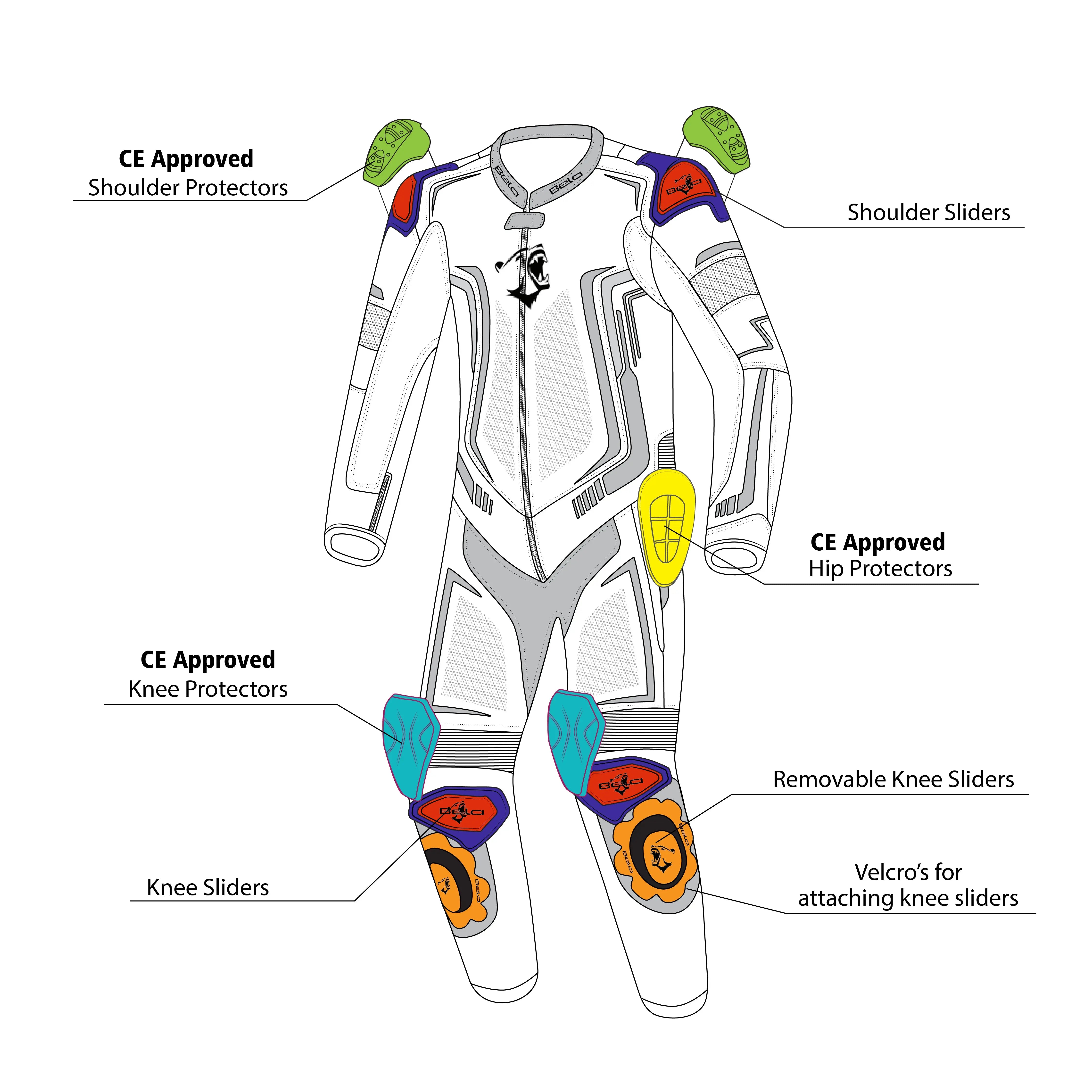 Bela Beast Nera / Bianca / Gialla / Blu Tuta intera (1 pezzo) 