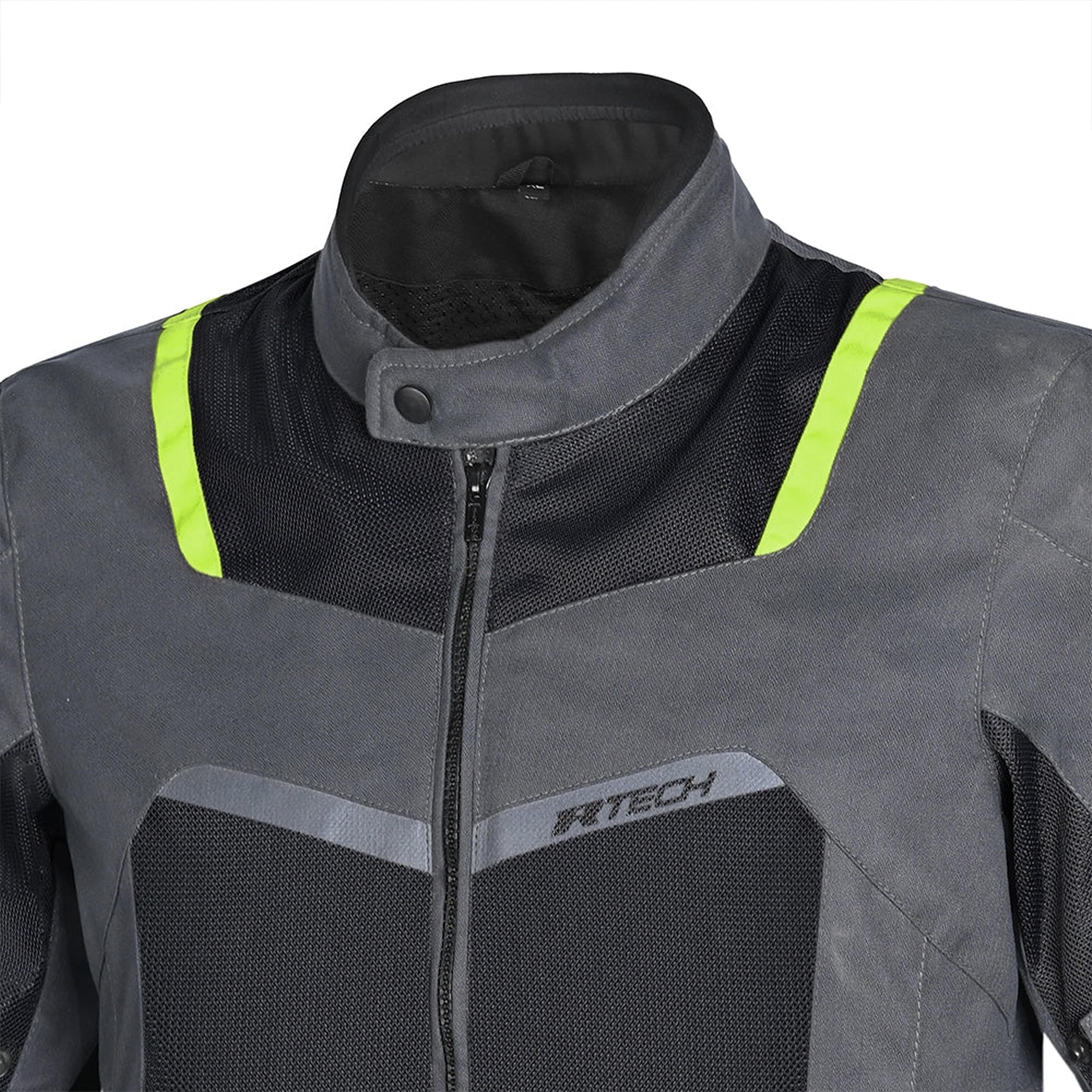 R-TECH SPIRAL MESH CHAQUETA DE MOTO DE HOMBRE TEXTIL  GRIS NEGRO AMARILLO FLOUR 