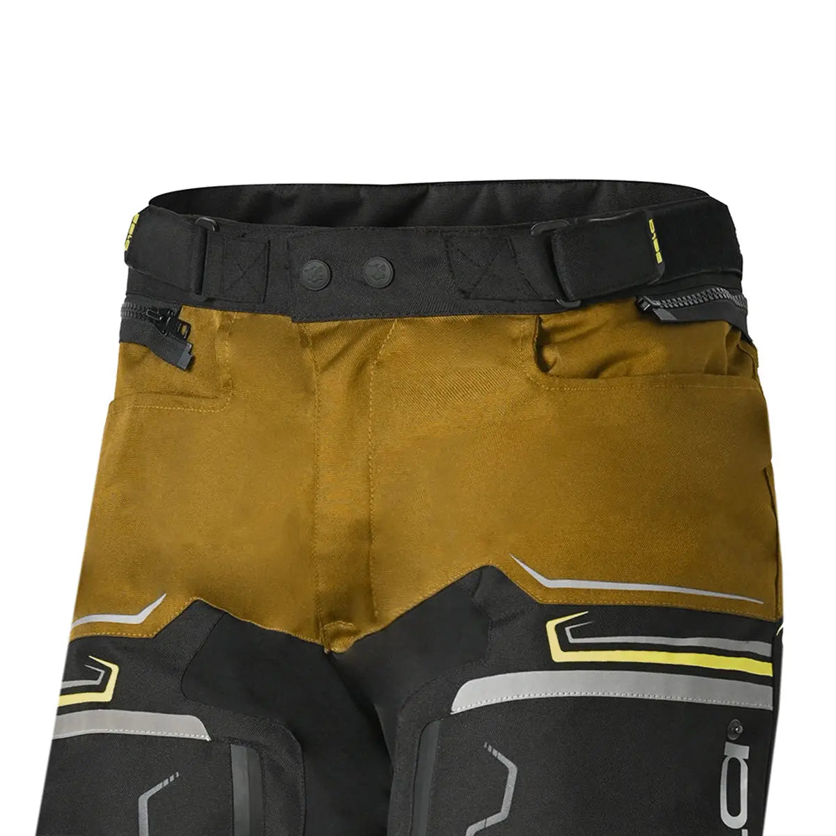 Bela Watson Pantaloni da moto touring Nero/Marrone/Giallo Fluor/Bianco 