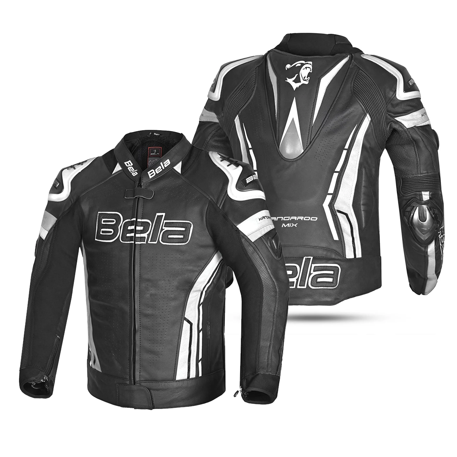 BELA ROCKET UOME GIACCA (PELLE CANGURO MIX) NERO BIANCO 