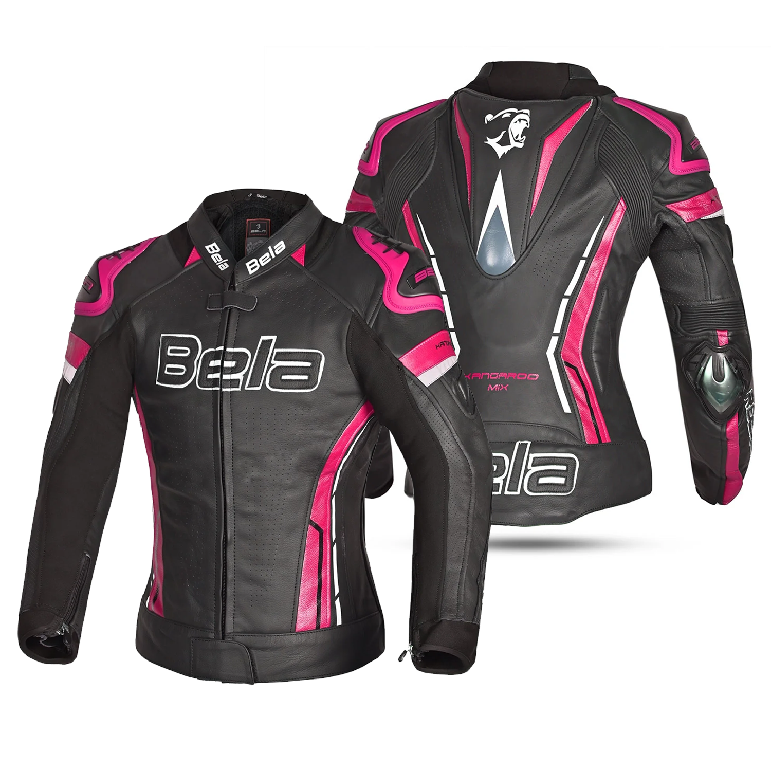 BELA ROCKET GIACCA DONNA NERA (MIX PELLE CANGURO) ROSA 