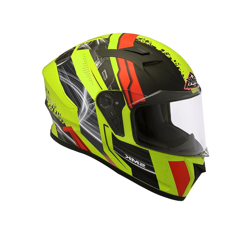 SMK STELLAR SWANK MA423 MOTO INTEGRALE CASCHI OPACO NERO FLOU GIALLO ARANCIA