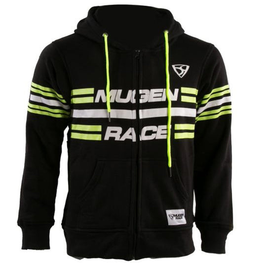 MUGENRACE H-MNR-2487 STRIPE Felpa Cappuccio Zip Nero Fluo