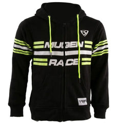 MUGENRACE H-MNR-2487 STRIPE Felpa Cappuccio Zip Nero Fluo