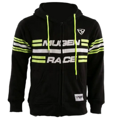 MUGENRACE H-MNR-2487 STRIPE Felpa Cappuccio Zip Nero Fluo 