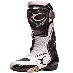 MUGENRACE Sphantom 3 Stivali Moto Sportivi Nero Bianco 
