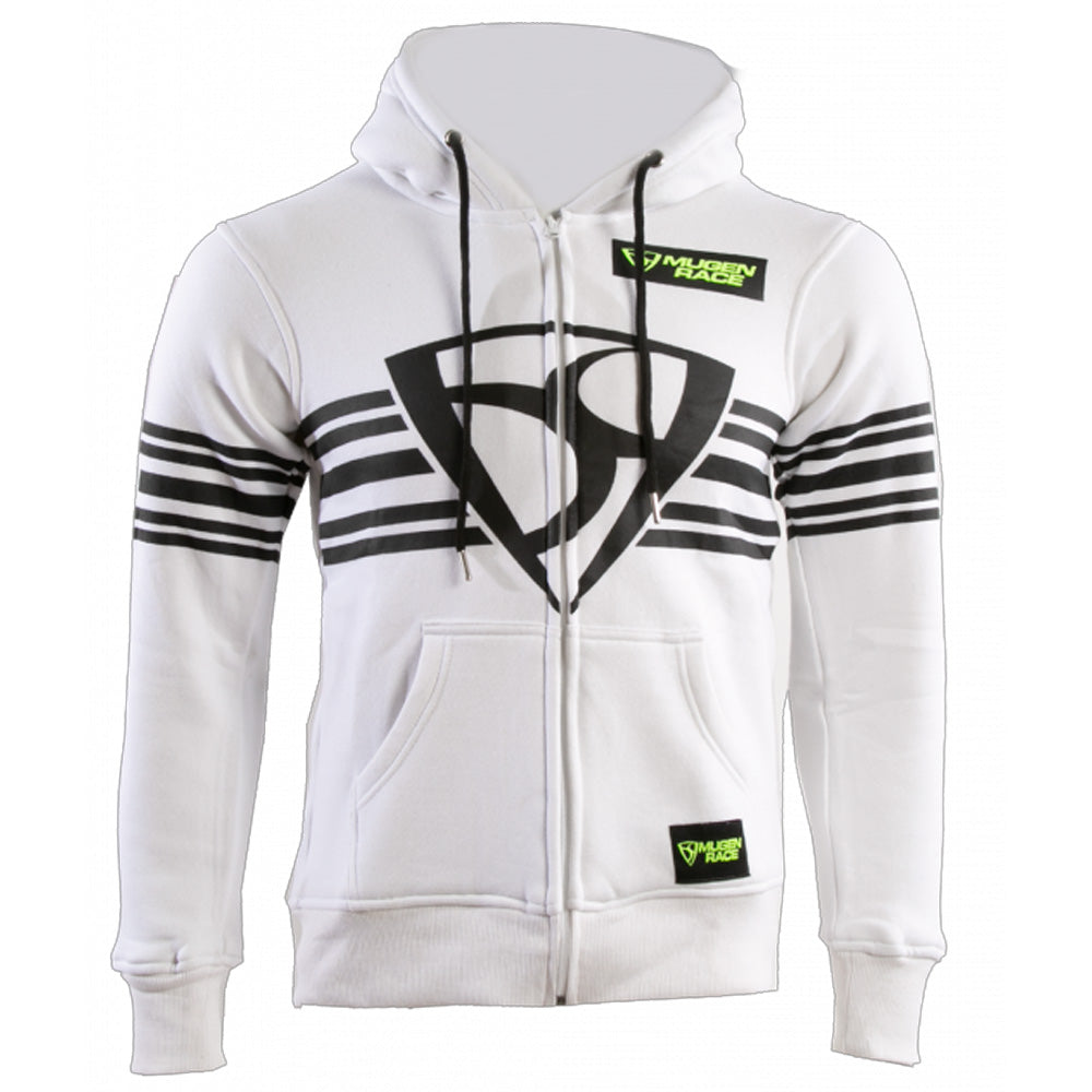 MUGENRACE H-MNR-2488 Shield Felpa Cappuccio Zip bianco