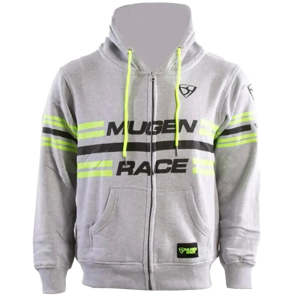 MUGENRACE H-MNR-2487 STRIPE Felpa Cappuccio Zip Grigio Chiaro 