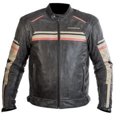 MUGENRACE LJ-MNR-1874 Loksait Moto Giacca Pelle Nera Beige Rossa 