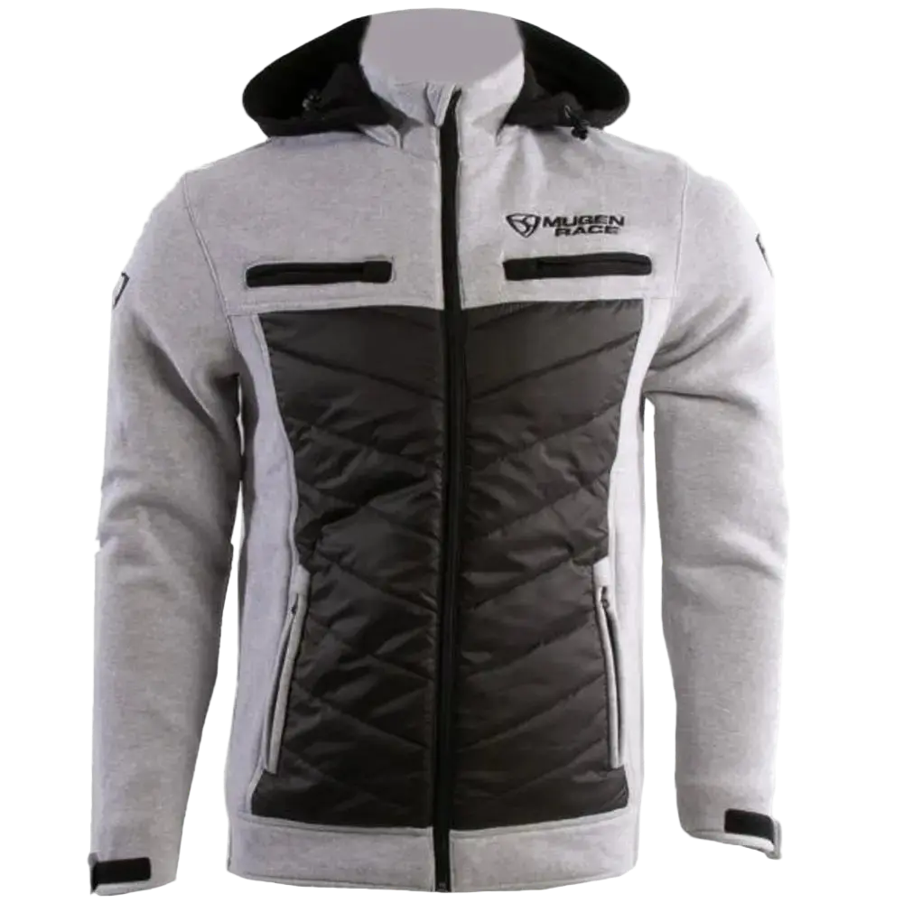 MUGENRACE H-MNR-2494 Puffy-Two Felpa Cappuccio Nera Grigio Chiaro 