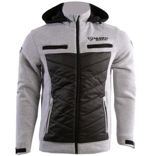 MUGENRACE H-MNR-2494 Puffy-Two Felpa Cappuccio Nera Grigio Chiaro