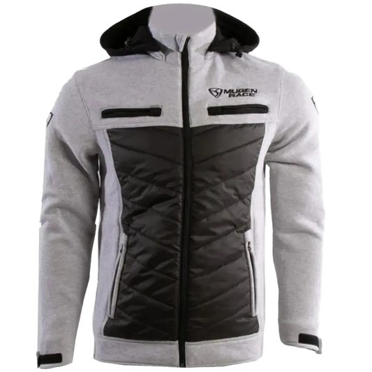 MUGENRACE H-MNR-2494 Puffy-Two Felpa Cappuccio Nera Grigio Chiaro 