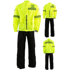 MUGENRACE RS-MNR-2452 Tuta Antipioggia 2 Pezzi Nera Giallo Fluo 