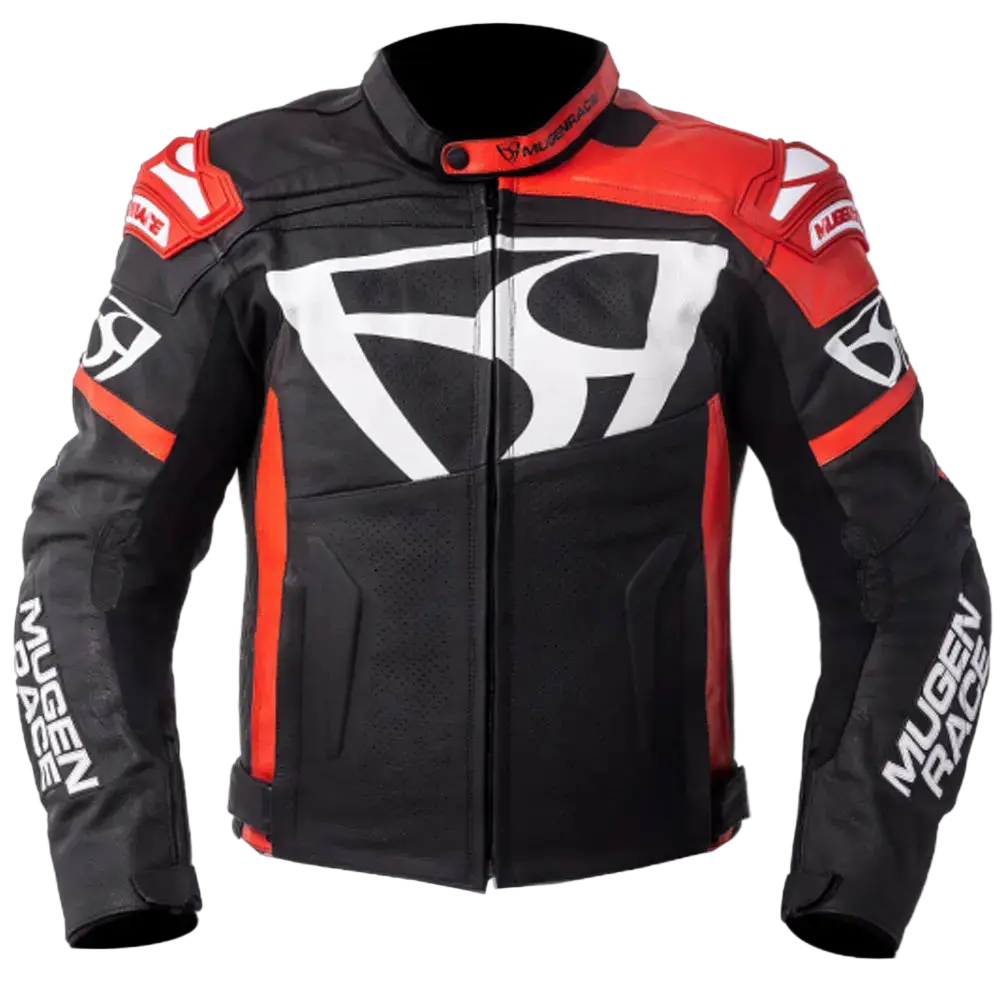 MUGENRACE LJ-MNR-1920 Aggressore Uomo Pelle Giacca Nera Rossa 