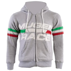 MUGENRACE H-MNR-2489 Felpa Cappuccio Cotone Azzurro Cielo Grigio Chiaro 