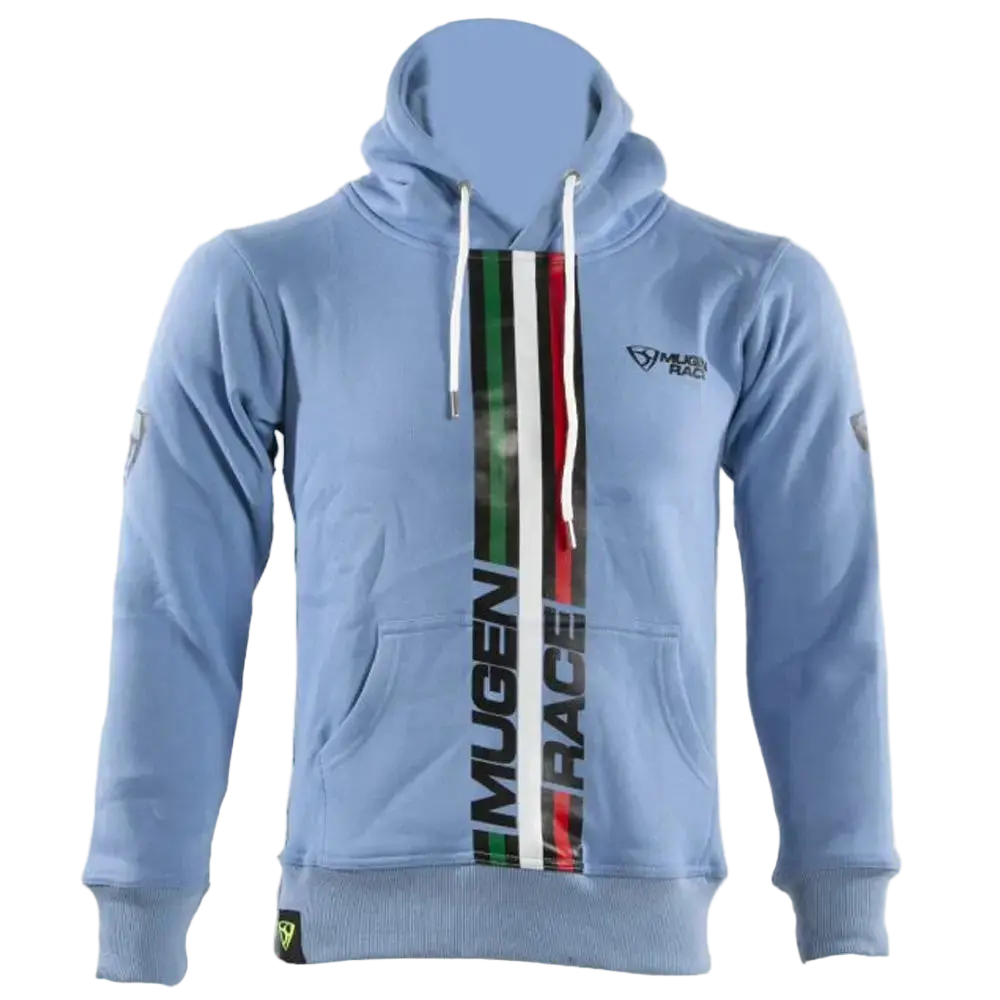 MUGENRACE H-MNR-2486 STRIPE Felpa Cappuccio Azzurro Cielo 