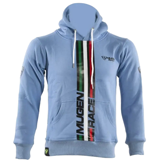 MUGENRACE H-MNR-2486 STRIPE Felpa Cappuccio Azzurro Cielo 