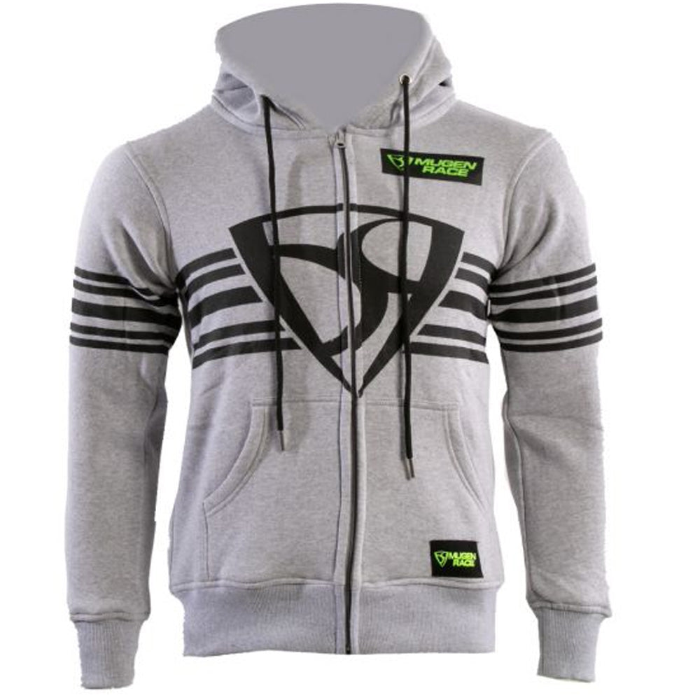 MUGENRACE H-MNR-2488 Shield Felpa Cappuccio Zip Grigio chiaro