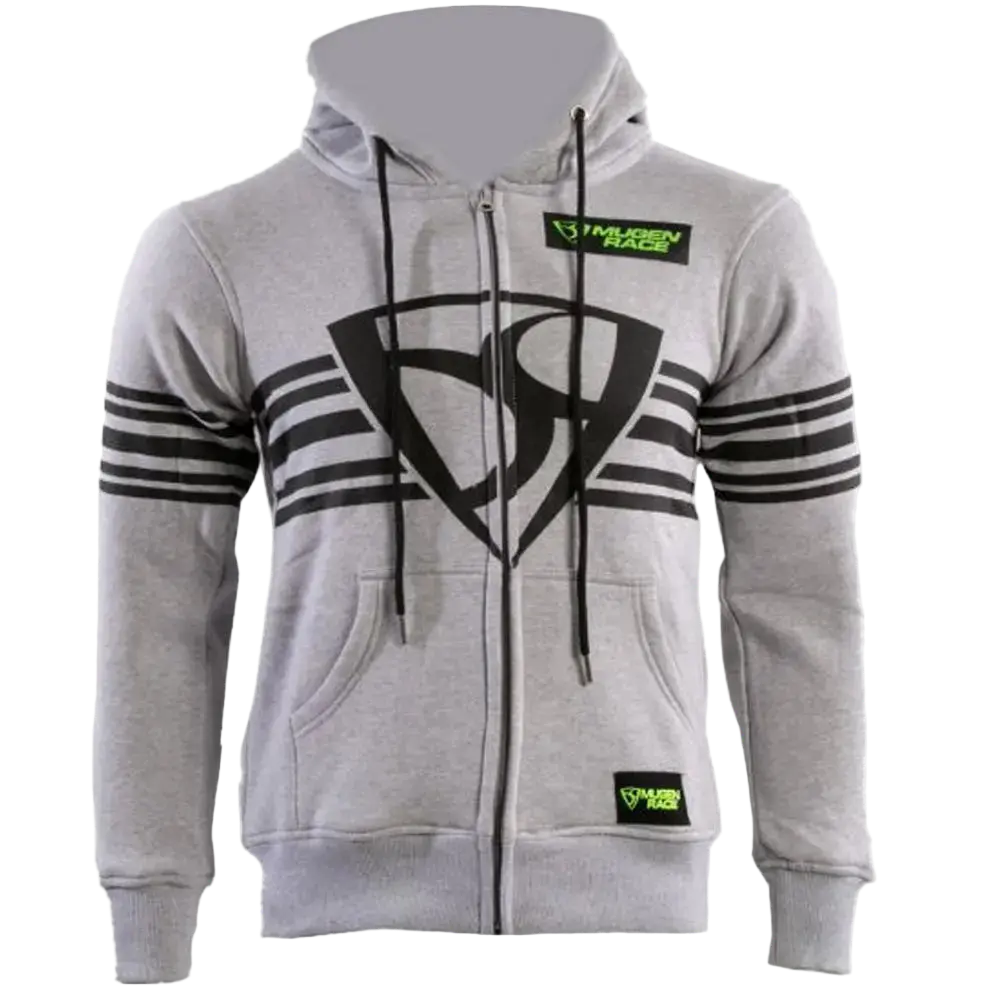 MUGENRACE H-MNR-2488 Shield Felpa Cappuccio Zip Grigio chiaro 