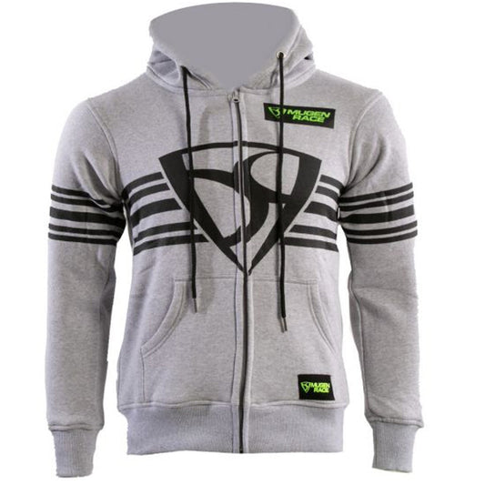 MUGENRACE H-MNR-2488 Shield Felpa Cappuccio Zip Grigio chiaro