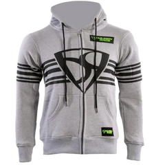 MUGENRACE H-MNR-2488 Shield Felpa Cappuccio Zip Grigio chiaro 