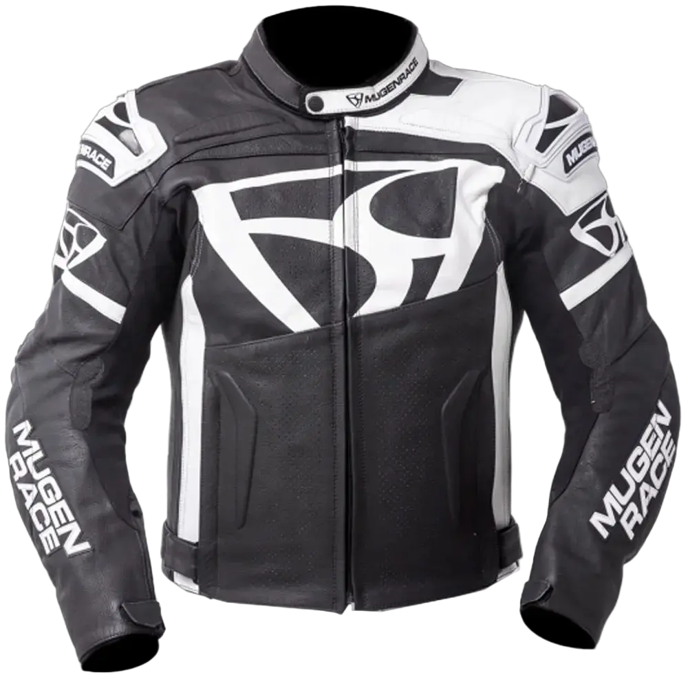 MUGENRACE LJ-MNR-1920 Aggressore Uomos Pelle Giacca Nera Bianca 