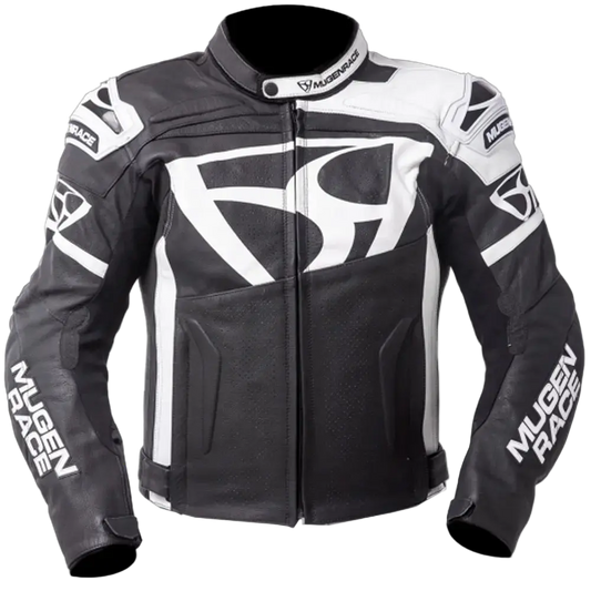 MUGENRACE LJ-MNR-1920 Aggressore Uomos Pelle Giacca Nera Bianca 
