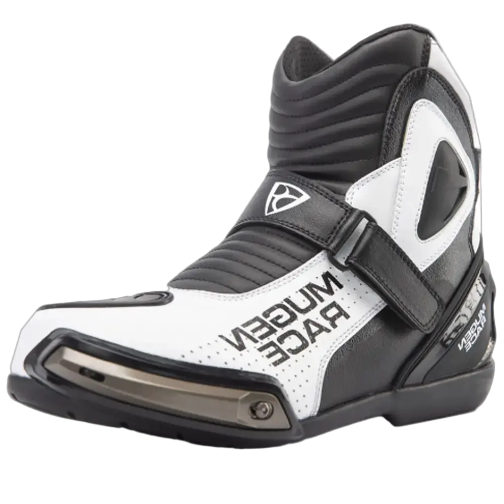 MUGENRACE MNR-2391 Hurry Moto Corti Stivali Nero Bianco 