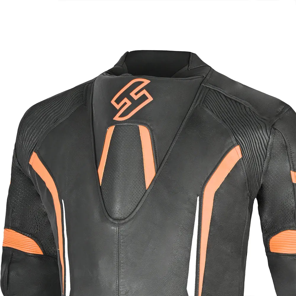Shua Infinity Nero Arancia 1PC Tute da Moto in Pelle Uomo back shoulder