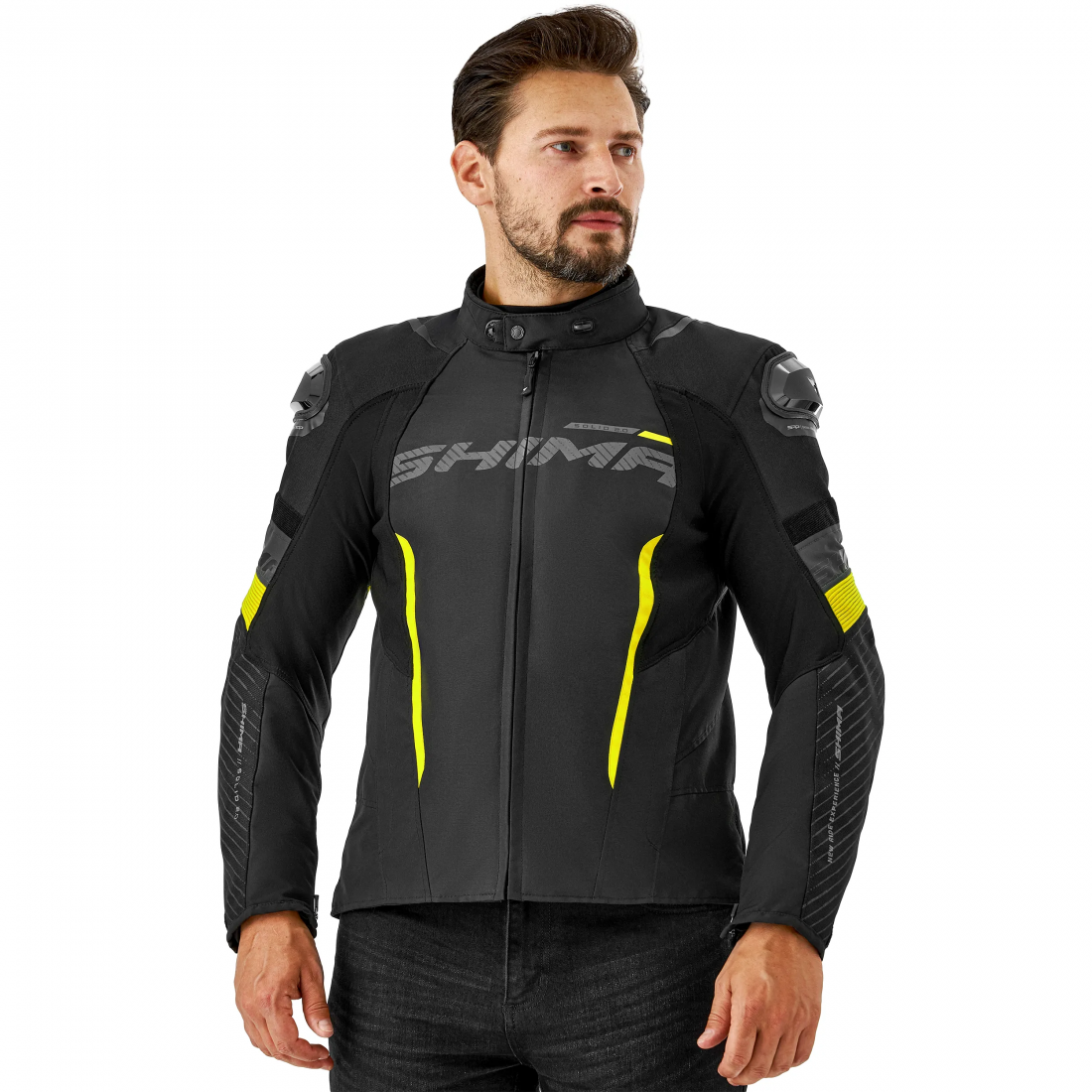 SHIMA SOLID 2.0 CHAQUETA TEXTIL DE MOTO HOMBRE NEGRO AMARILLO 