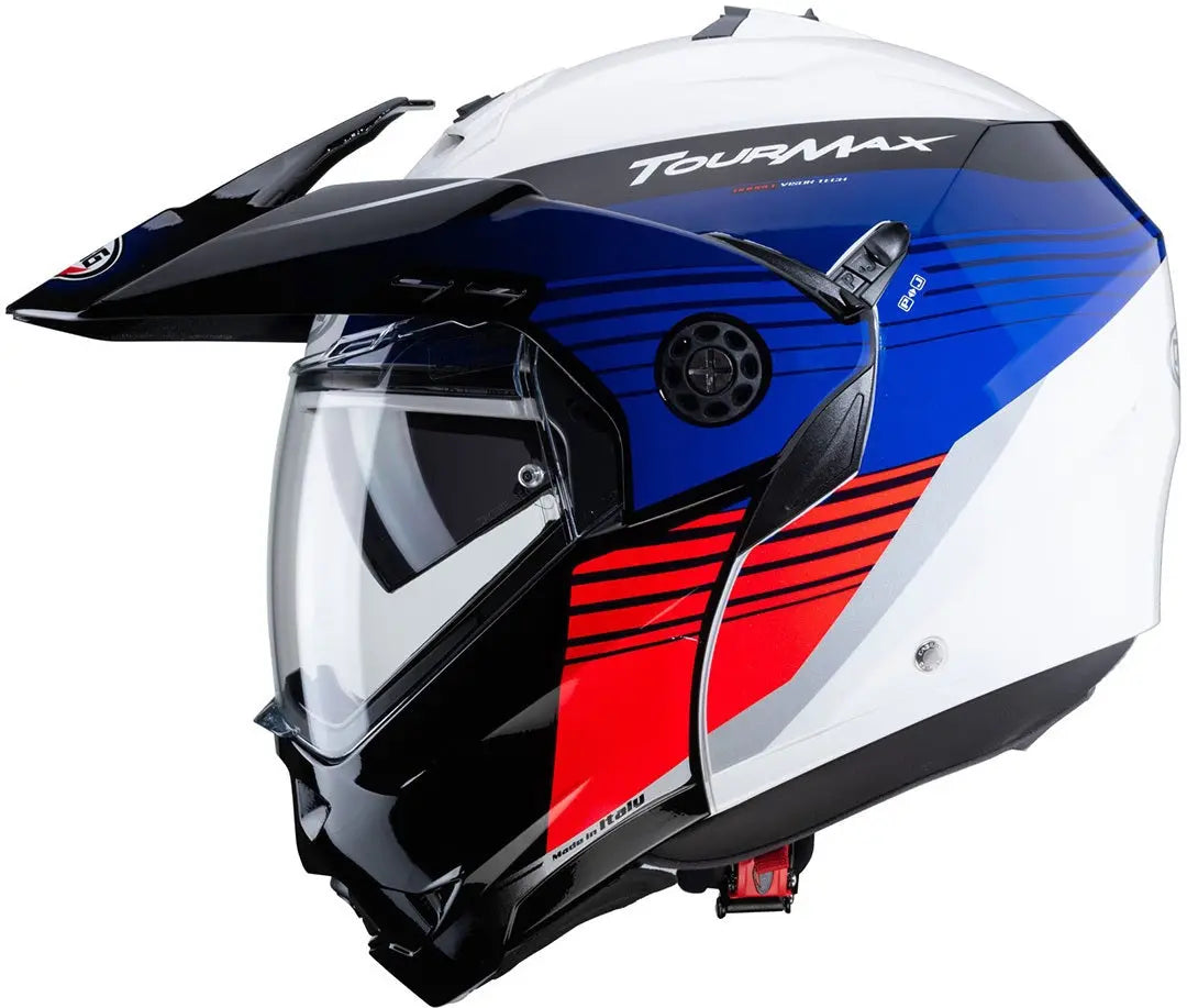 CABERG Tourmax Titan Moto Modulare Avventura Caschi Bianco Blu Rosso
