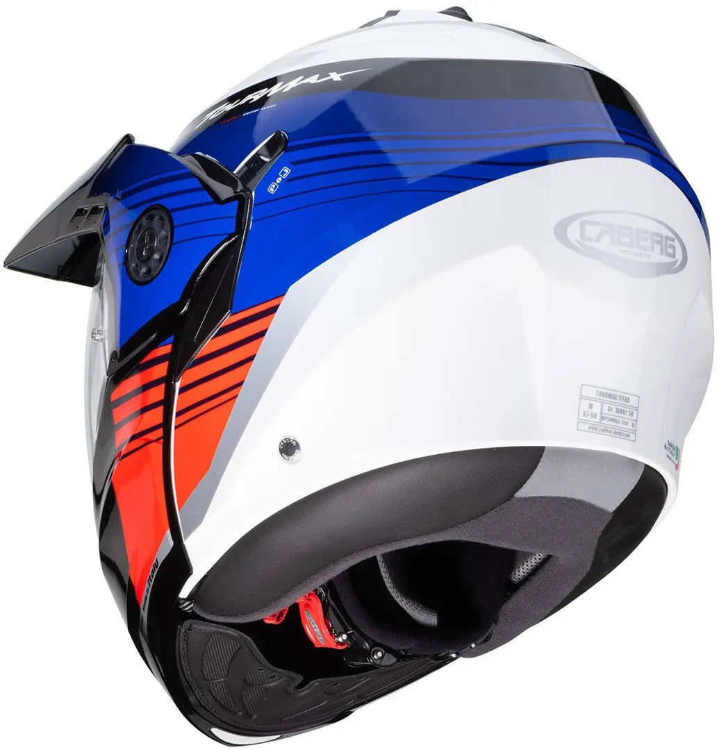 CABERG Tourmax Titan Moto Modulare Avventura Caschi Bianco Blu Rosso