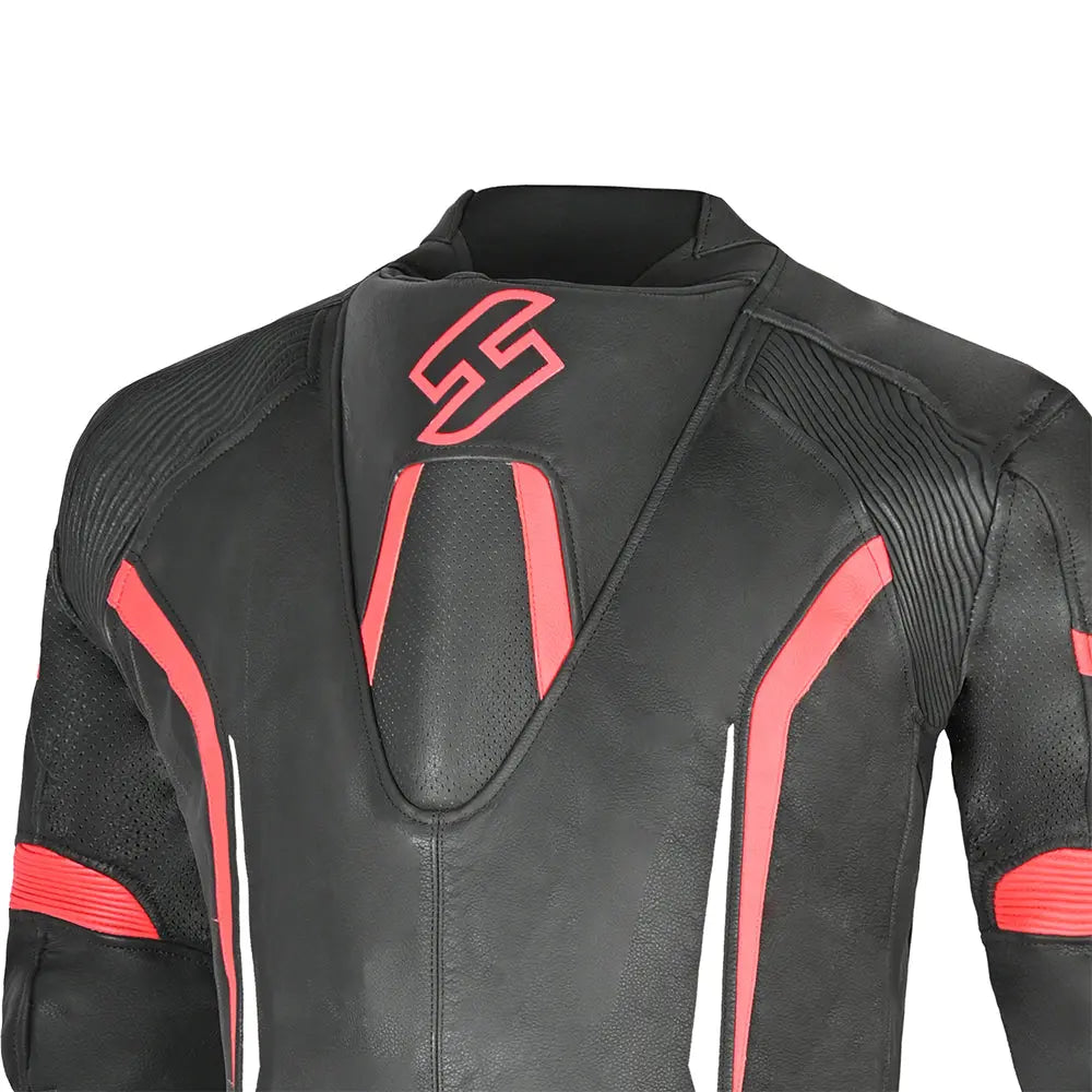 Shua Infinity Nero Rosso1PC Tute da Moto in Pelle Uomo back shoulder