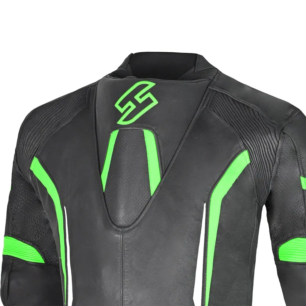 Shua Infinity Nero Verde 1PC Tute da Moto in Pelle Uomo 