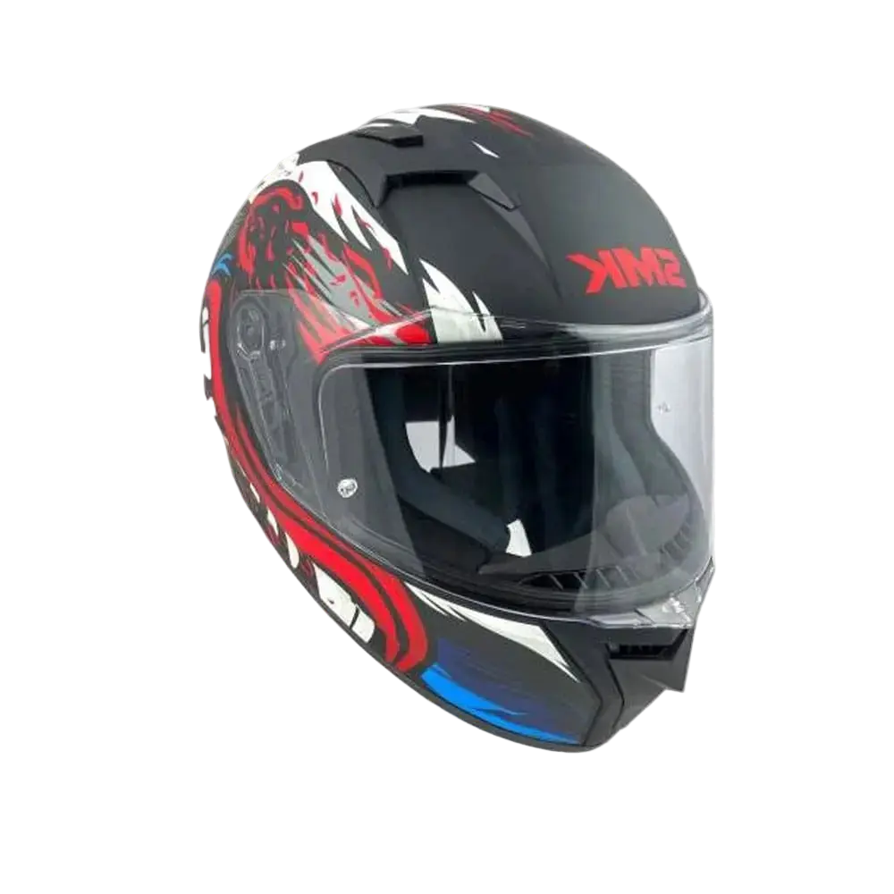 SMK STELLAR ANIMAL MA231 Moto Integrale Caschi Opaco Nero Bianco Rosso 