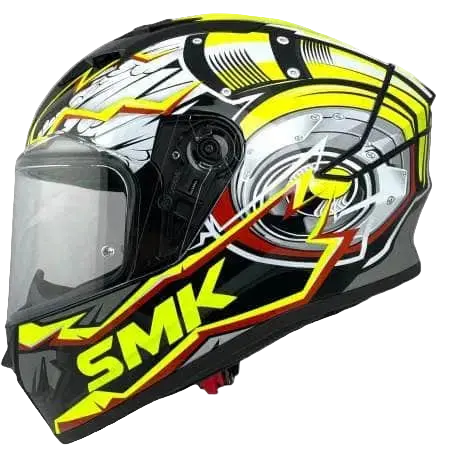SMK STELLAR TURBO GL246 Moto Integrale Caschi Nero Bianco Flou Giallo 