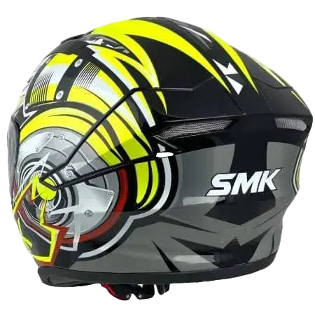 SMK STELLAR TURBO GL246 Moto Integrale Caschi Nero Bianco Flou Giallo 