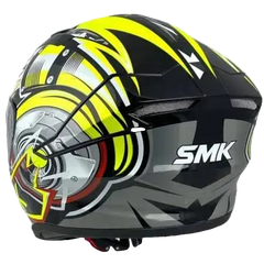 SMK STELLAR TURBO GL246 Moto Integrale Caschi Nero Bianco Flou Giallo 