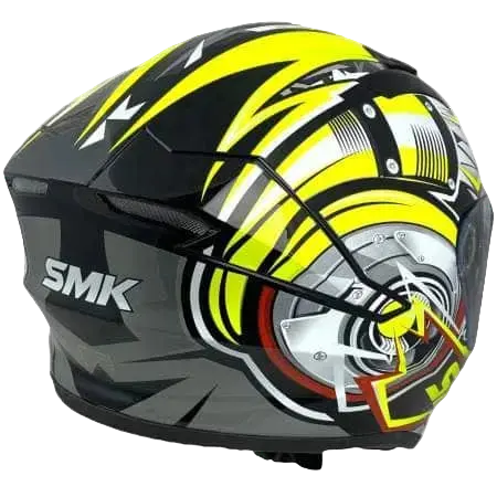 SMK STELLAR TURBO GL246 Moto Integrale Caschi Nero Bianco Flou Giallo 