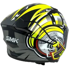 SMK STELLAR TURBO GL246 Moto Integrale Caschi Nero Bianco Flou Giallo 