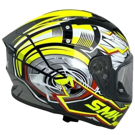 SMK STELLAR TURBO GL246 Moto Integrale Caschi Nero Bianco Flou Giallo 