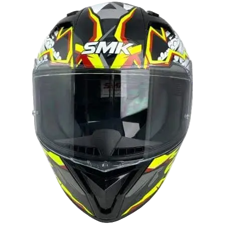 SMK STELLAR TURBO GL246 Moto Integrale Caschi Nero Bianco Flou Giallo 