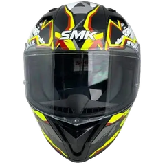 SMK STELLAR TURBO GL246 Moto Integrale Caschi Nero Bianco Flou Giallo 