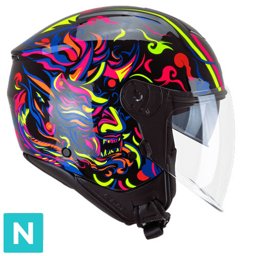 CGM 126S 126S IPE DEMON CASCO DE MOTO NEGRO AZUL ROJO AMARILLO 