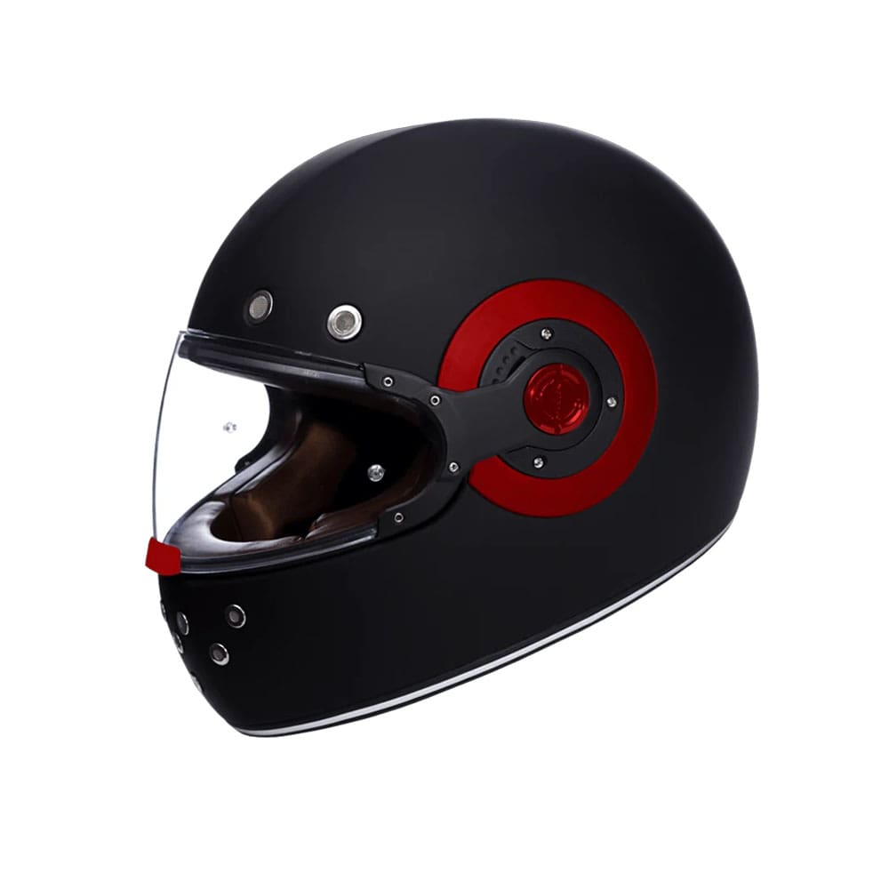 SMK RETRO SOLID MA230 MOTO INTEGRALE CASCHI OPACO NERO ROSSO 