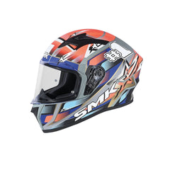 SMK STELLAR SPORTS #UNO MA657 MOTO INTEGRALE CASCHI ROSSO BLU GRIGIO 