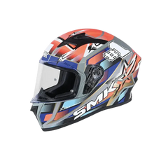 SMK STELLAR SPORTS #UNO MA657 Moto Integrale Caschi Rosso Blu Grigio 