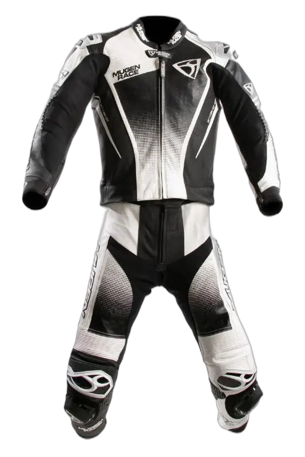 MUGENRACE MNR-2402 SIDEGUN 2 pezzi Tuta pelle Nero Bianco
