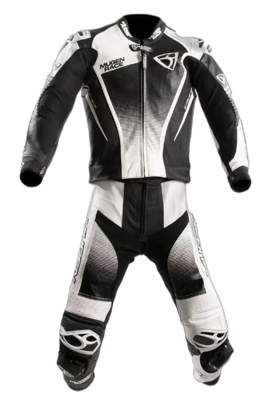 MUGENRACE MNR-2402 SIDEGUN 2 pezzi Tuta pelle Nero Bianco
