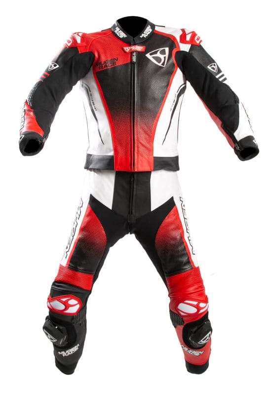 MUGENRACE MNR-2402 SIDEGUN 2 pezzi Tuta pelle Nero Bianco Rosso